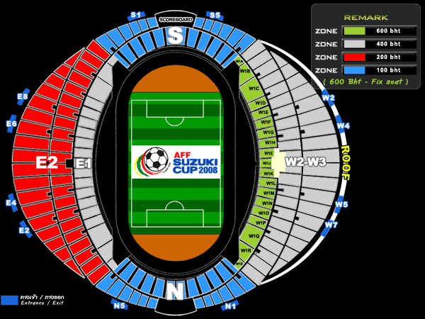 Rajamangala stadioni zonalari