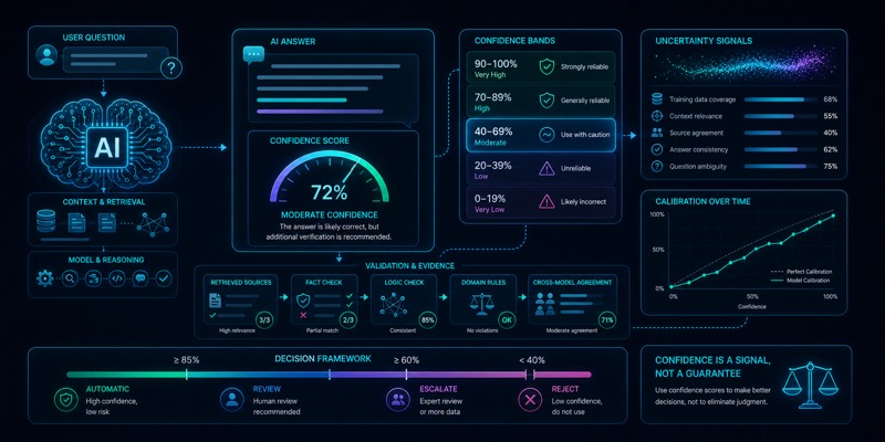 AI javobidagi confidence score va uncertainty signalini ko‘rsatuvchi hero image